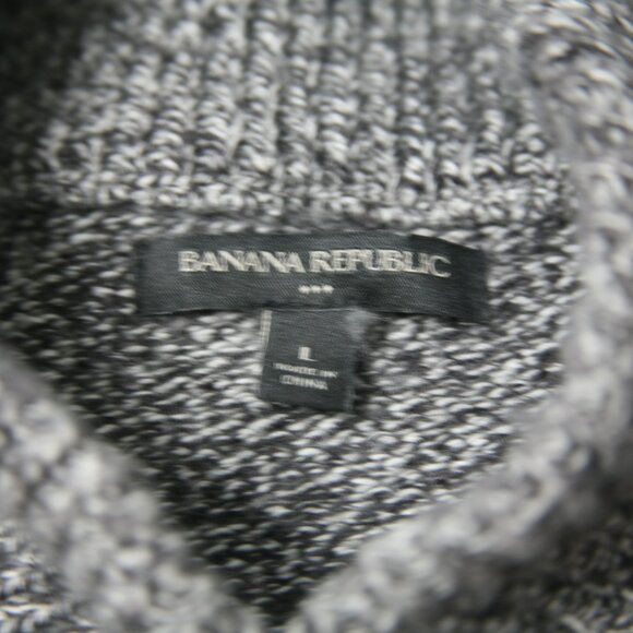 Banana Republic Men's Shawl Collar Sweater, Size L, Marled Grey - Picture 3 of 4